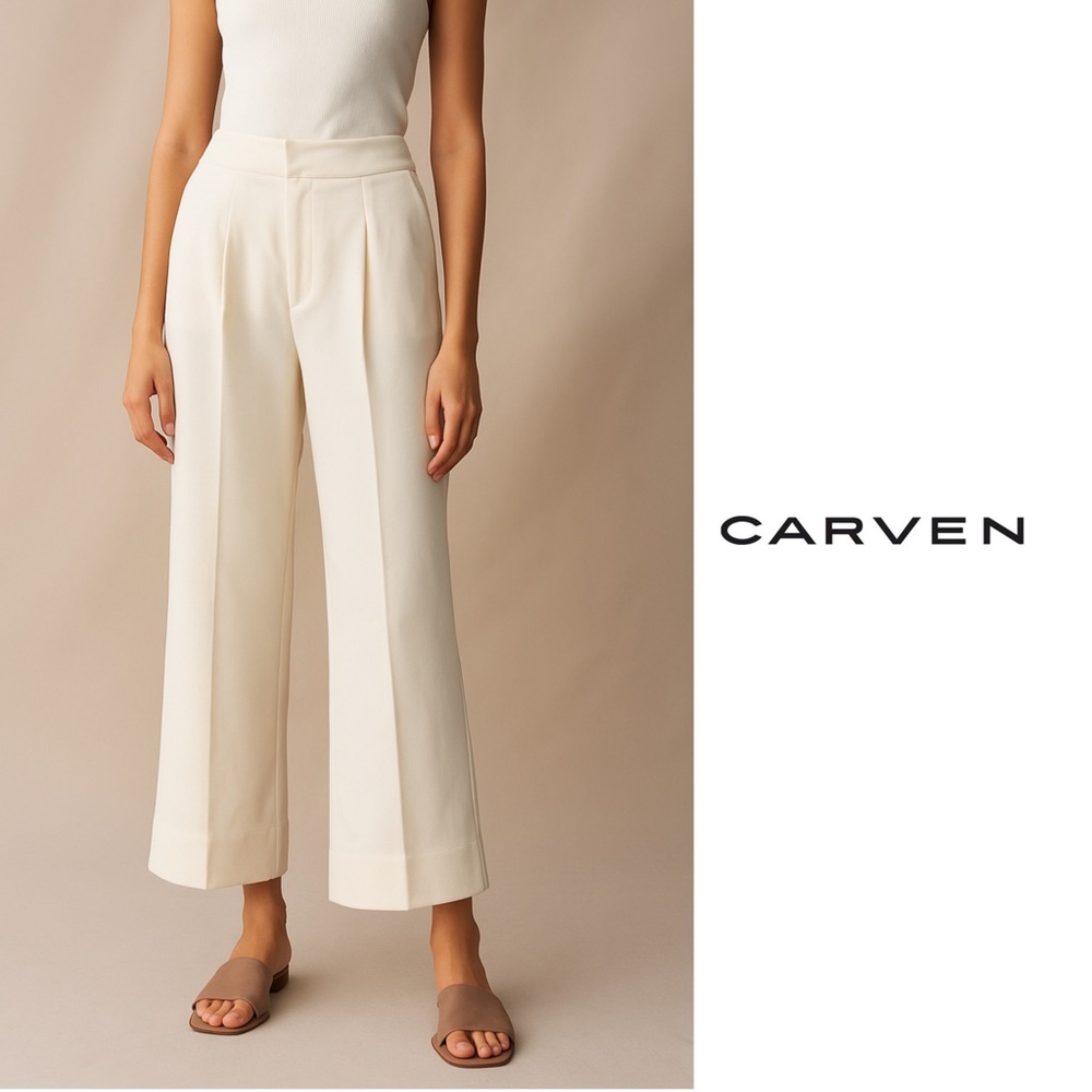 NEW Carven Women's Pantalon Cream Wide-Leg Pants
